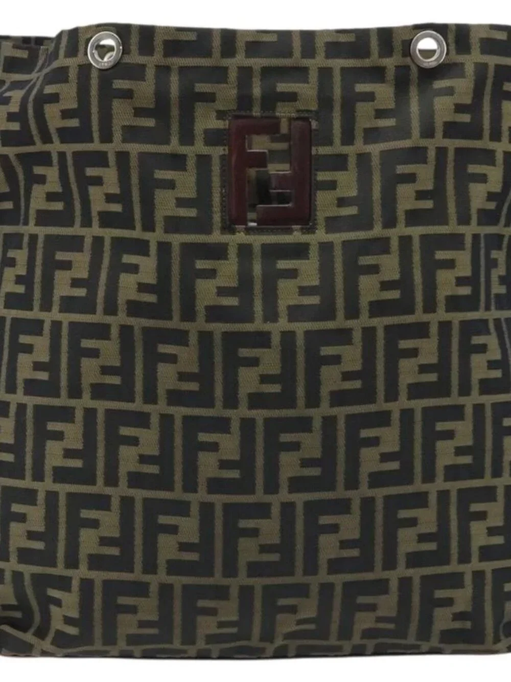 FENDI Zucca Canvas Drawstring Bag Clutch Bag Black Brown Auth ep13685